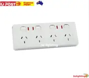 4 Gang Quad Double Pole GPO with NEON Indicator Outlet Power Point Socket Light