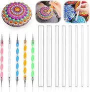 Mandala Art Dotting Tools, 13 Pcs Rock Painting Kit Mandala Ball Stylus Dotting Tools Nail Art Pens Acrylic Rods Paint Tray Dotting Tools for DIY Stone Drawing Polymer Clay Pottery Craft