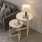 2 Separated Nesting Side Tables Marble Top Round End Table Bedside Night Stand