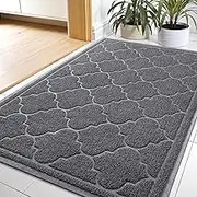 LuxStep Door Mat Large 24x36 Inch Indoor Outdoor Doormat, Non-Slip Low-Profile Design Floor Mat, Durable Trap Dirt and Dust Front Door Welcome Mat for Entryway,Patio,Garage, Grey