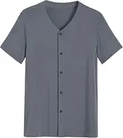 [Latuza] Men's Viscose Pajama Top Button Up Sleep Shirt