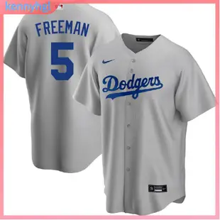 橄欖服 棒球服 街頭嘻哈 原宿BF風 復古刺繡字母 棒球服Dodgers5#Freddie Freeman球衣短袖運動服