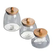 3PCS Wooden Lid Glass Sealed Jar Food Container Tea Candy Kitchen Storage Bottle Jar Large Capacity