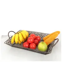 在飛比找松果購物優惠-DecoBox維多利亞風鍛鐵長方大水果盤(收納籃, 水果籃,