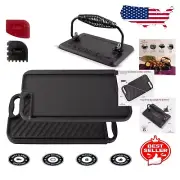 Complete Cast Iron Griddle Set - 16.75" x 9.5" Pan with Burger Press & Scrapers