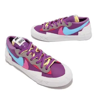 Nike 休閒鞋 Blazer Low x SACAI x KAWS 男鞋 女鞋 紫 藍 白 聯名 皮革 DM7901-500