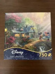 Disney Thomas Kinkade 750-Piece Puzzle – Mickey & Minnie Cottage – Brand New!