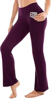 [SINOPHANT] Flare Leggings for Women with Pockets,High Waisted Tummy Control Bootcut Yoga Pants for Women Soft Bell Bottoms