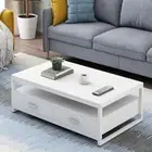 Designer Coffee Table with Drawers (White)