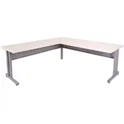Rapidline C Leg Corner Workstation With Return W1800 X W1800 Xd700Mm White Top Silver Steel Frame