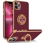For iPhone 13 Pro Max Hard Case Shockproof Rugged Cover Golden Ring Kicktand