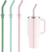 3pcs Replacement Straws for Hydro Flask Travel Tumbler 40oz, BPA Free Reusable Silicone Tumbler Straws for Hydro Flask Water Bottle Accessories (Blue, Pink and Green)
