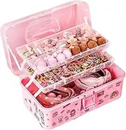 Stationary Organizer Box Handled Pink Tool Box, Portable Multi-Layer Storage Box for Craft Supplies, Medicine, and Stationery, Clear Storage Organizer for Home and Office Use