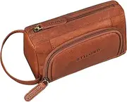 [STILORD] Tony Vintage Pencil Case Leather Large Pencil Case with Zip Vintage Pencil Case Cosmetic Bag Pencil Case Real Leather