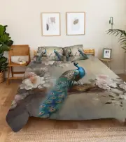 3D Blue Peacock A2037 Bed Pillowcases Quilt Duvet Cover Set Queen King Amy