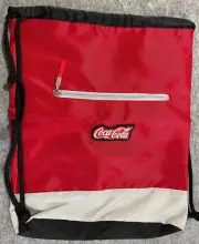 Coca-Cola Red Drawstring Nylon Cinch bag - White Coca-Cola Logo - New 17"X14"