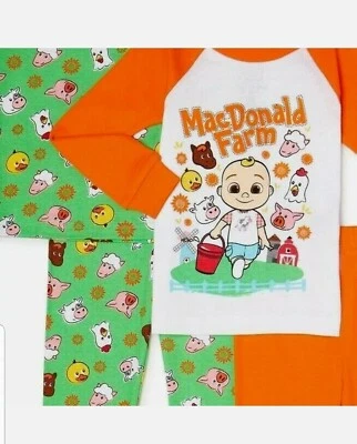 Cocomelon Toddler Long Sleeve Pajamas 4 Piece Set 2T FREE Shipping NEW