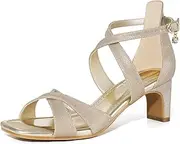 ZURIN Womens Chunky Low Heels Comfortable Open Toe Ankle Strap Heeled Sandals Strappy Block Heels Dress Shoes for Wedding Bridal Evening Party Prom