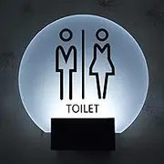 LED Wall Mount 8 Inch Round Luminous Sign, Men and Lady Toilet Signs, Bathroom Signs for The Office, Business or Home, Door or Wall