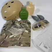 Kids Army Military Combat Soldier Costume Halloween Role Play Dress up 7 Piece