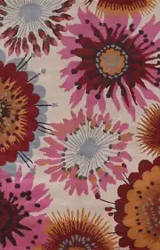 Contemporary Flower Design Agra Oriental Area Rug 5x8 ft Hand-Tufted Wool Carpet