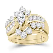 14k Yellow Gold Marquise Diamond Bridal Wedding Ring Set 2 Cttw (Certified)