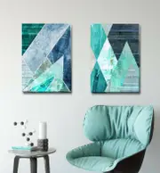 Geometric Abstract Jade Stretched Canvas Print G15