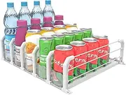 Automatic Can Dispenser, with Self-Pushing Fridge Drinks Organizer, Width Adjustable Drink Dispenser,Soda Beer Juice Can Holds Max up to 25 Cans, 5 Rows (5 Row White)