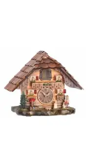 Quartz Cuckoo Clock Black forest house with music TU 486 QM NEW