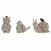 Decorative Figure Dkd Home Decor Green Pink Natural Animals Shabby Chic 20.5 x 10 x 17 Cm 3 Pieces