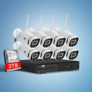 UL-Tech Wireless CCTV Security System 8CH NVR 3MP 8 Square Cameras 2TB