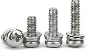 30PCS Phillips Round Head Bolts M2 M2.5 M3 M4 M5 M6 Flat Gasket Spring Washers Three Combination Cross Screws Thread Fasteners(30pcs-20mm,M2.5)