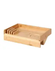 [Sherwood Home] Bamboo Bed Side Shelf Table with Adjustable Clamp 35x23x9.3cm in Natural Brown