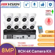 Hikvision 8Channel 4K Security CCTV System Kit 8MP IR IP Turret Camera POE Audio
