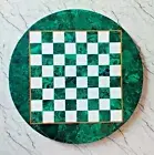 12" Malachite Stone Chess Board Royal Look Handmade Arts Corner Side Table Deco
