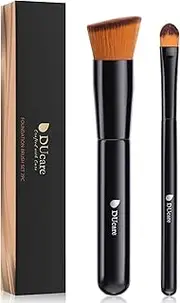 Concealer Brush Foundation Brush,DUcare 2Pcs Eye Concealer Brush Angled Flat Top Kabuki Brushes Liquid Blending Mineral Powder Makeup Tools