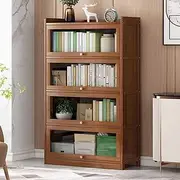 Transparent Display Cabinet with Flip Up Door, Glass Display Case, Curio Cabinet, Dustproof Protection Showcase, Natural Bamboo Frame, Sealed Dustproof, Easy to Clean (Color : Brown1f, Size : 60cm/2
