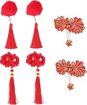 [Ipetboom] 1 New Year Hairpin Hair Clips for Kids Childrens Barrettes Tassel Hairpin Kids Headdress Hair Barrettes Kids Hair Clips for Girls New Year Hair Clip Hair Accessory for Girls Hanfu