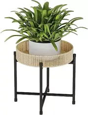 Rattan Plant Stand Indoor Handwoven Boho Plant Table round Flower Stand Coffee