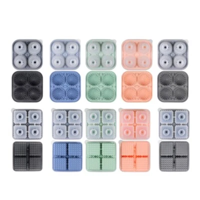 Ice Cube Tray for Freezers 4 Grid Silicone Molds Square Round Ice Makered Tool