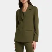NWT MaxMara Leisure Cluny Jersey Blazer in Olive Green Size XS Stretch $425