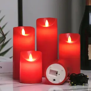 電子蠟燭/LED蠟燭 紅色LED電子仿真充電蠟燭燈求婚結婚婚禮擺件派對無煙裝飾道具