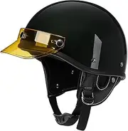 Vintage Motorcycle Jet Helmet Retro Pilot Style Adult Open Helmet with Colorful Brim Removable and Washable Lining Comfortable Durable Unisex DOT/ECE Approved