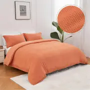 Linenova Cotton Waffle Weave Rust Quilt Cover Set