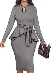 [MOJICK] Women's African Tribal Print Pleated Dress Patchwork Wear to Work Bodycon Dresses