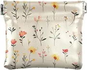 [FRODOTGV] Summer Flower Beige Women's Leather Coin Purse Wallet Convenient Mini Change Wallet Coin Pocket for Girls Ladies Handbag, Summer Flower Beige, 4.33"(L) x 3.74"(W) x 0.39"(H), Classic