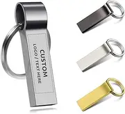 Custom USB Flash Drive with Keychain, Personalized Metal USB 2.0 Memory Stick Thumb Drive, Ideal for Business and Corporations, Educational Institutions, Photography & Music Studios (16 GB,50 PCS)
