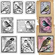 CRASPIRE Bird Rubber Stamps Silicone Clear Stamp Sheets Retro Vintage Cute Animal Flower Transparent Stamp Seals Sheets for DIY Handmade Journaling Card Scrapbooking Photo Album Notebook Decorations