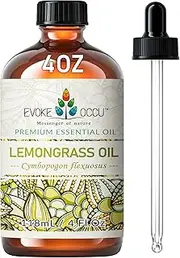 EVOKE OCCU Lemongrass Essential Oil,100% Pure, for Diffusers, Aromatherapy, Skin Massage, Sprays, Detergents, Candles, Soap Making- 118ml