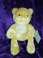 Carters Yellow Stuffed Plush Baby Teddy Bear Beanbag Bib NEW